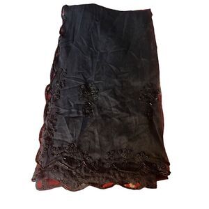 Cejon women’s black floral embellished Beaded sheer scarf, 0/S